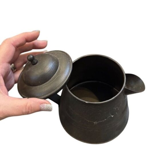 Vintage Rustic Metal Teapot With Handle & Lid - Picture 3 of 5